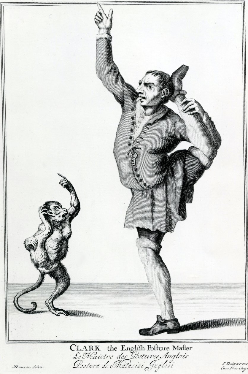 Clark le Posture Maker anglais, tiré de la série The Cryes of the City of London Drawne after the Life, gravure d