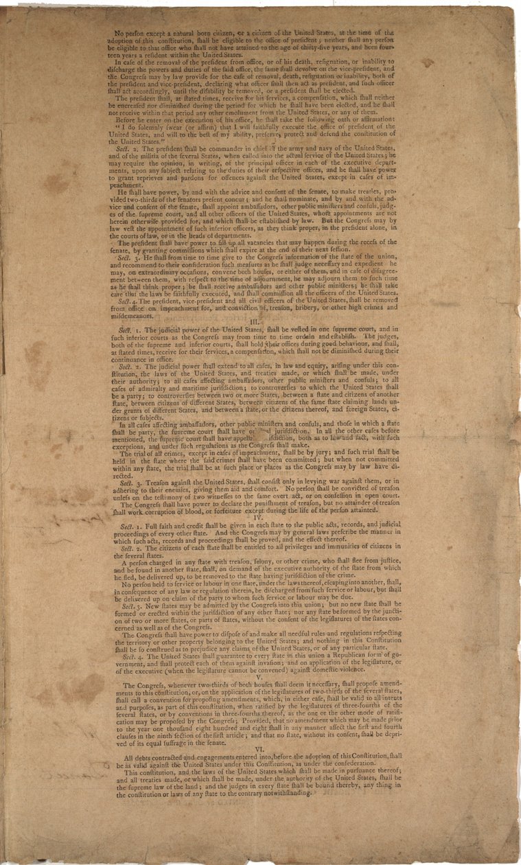 Constitution, première impression, imprimée par Dunlap & Claypoole, 17-19 septembre 1787 - American School