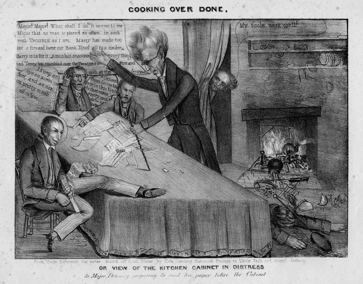 Cuisine trop cuite, ou, Vue de la cuisine en détresse, vers 1833 - American School