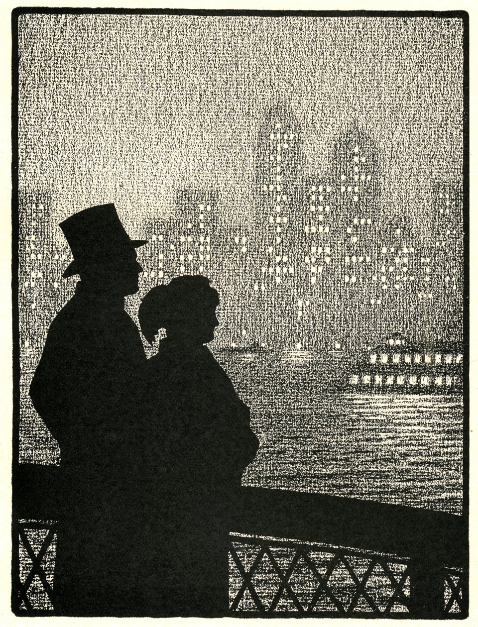 Couple regardant la skyline de Manhattan - American School