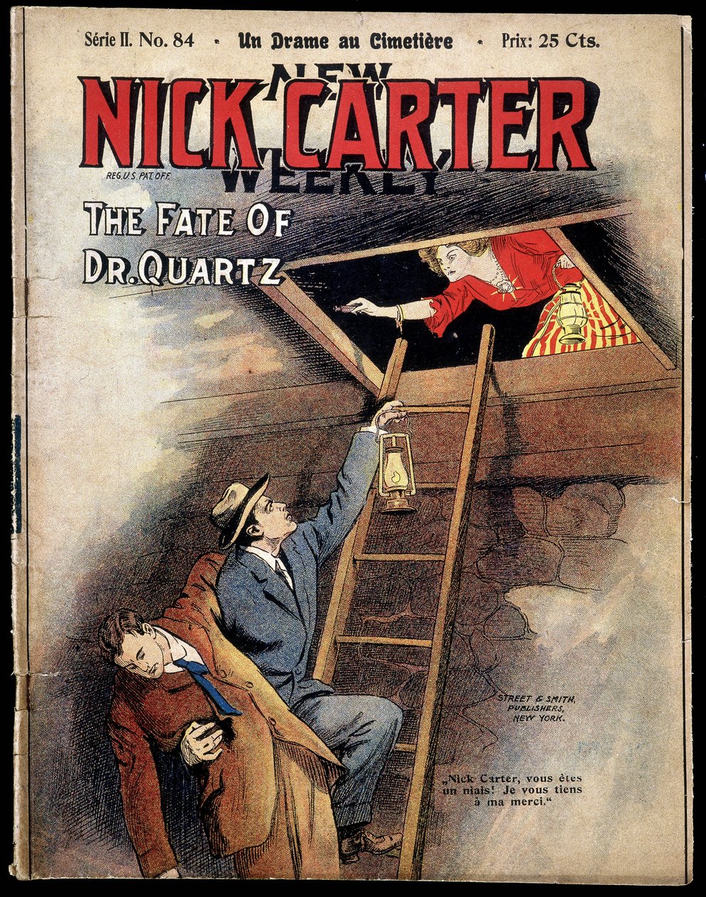 Couverture de "New Nick Carter weekly : Un drame au cimetière", sd début 20e siècle - American School
