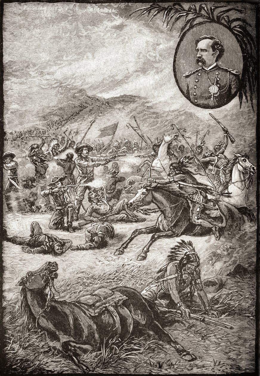 Mort du Général George Armstrong Custer et des soldats de la 7e cavalerie à la bataille de Little Big Horn, 25 juin 1876 - American School