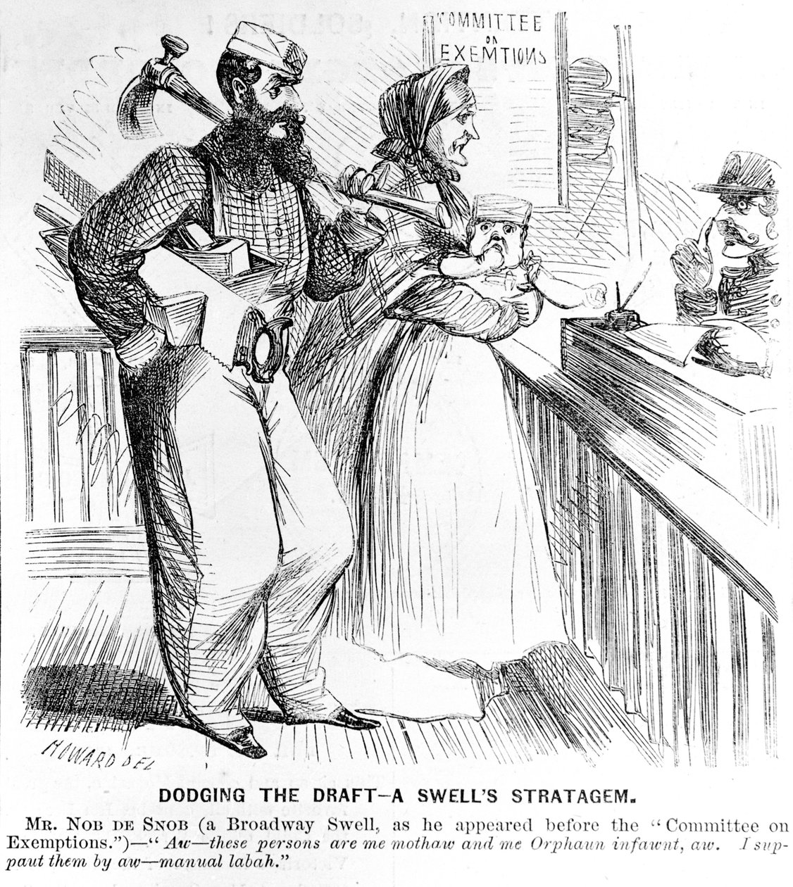 Éviter la conscription - Une stratégie de dandy, de Frank Leslies Illustrated Newspaper, 19 septembre 1863 - American School