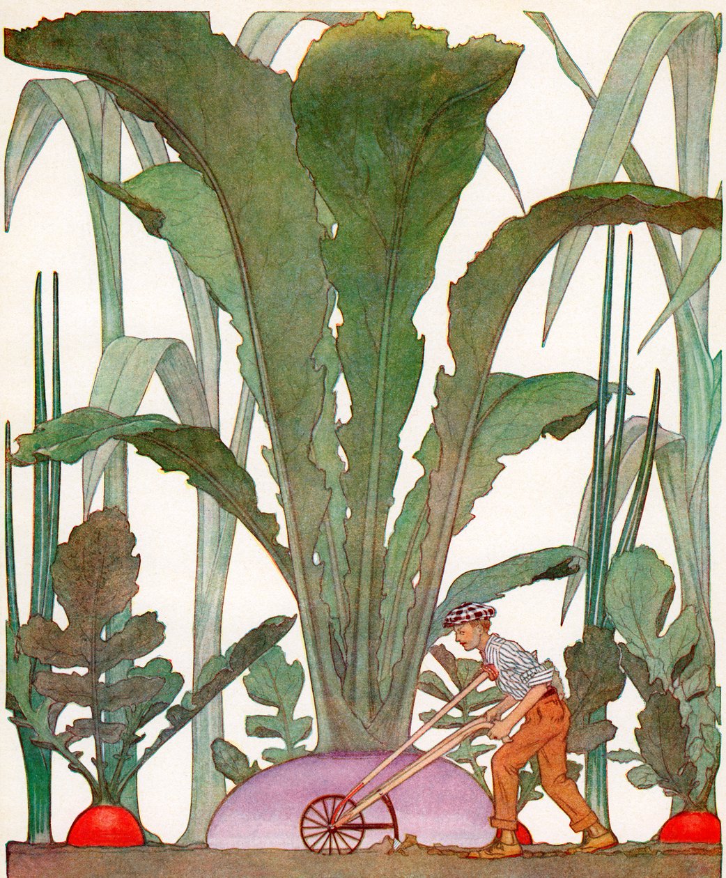 Agriculteur cultivant des légumes géants - American School
