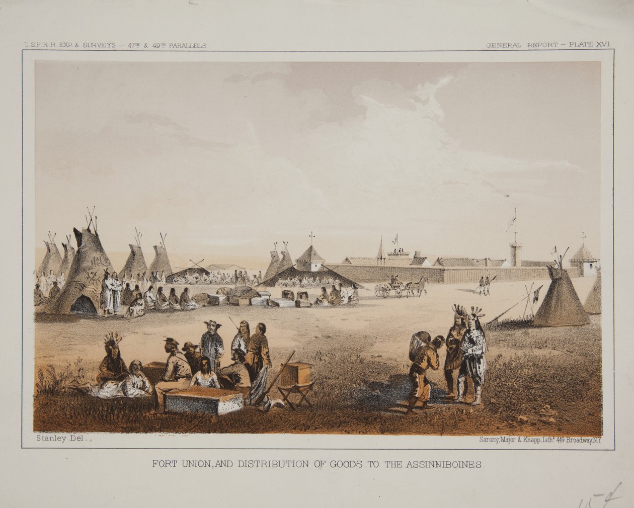 Fort Union et distribution de biens aux Assiniboines - American School