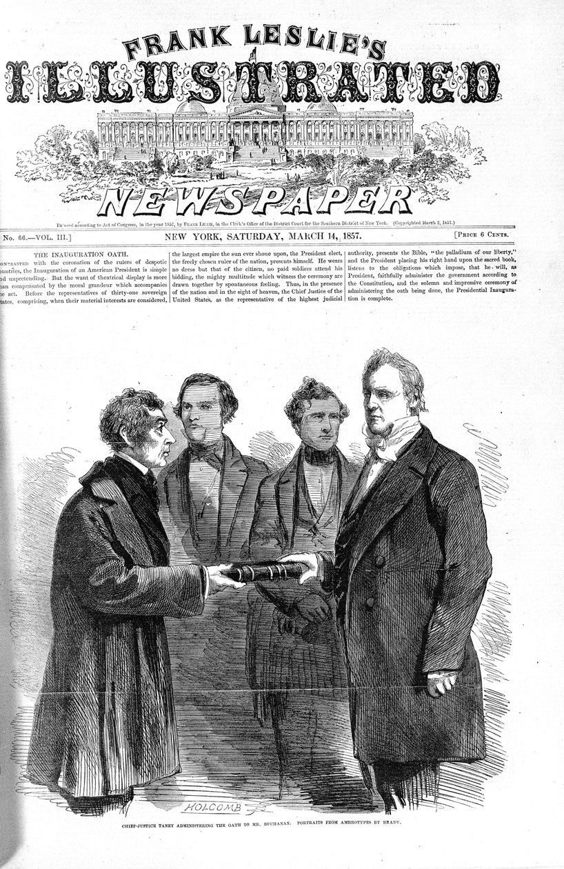 Première page de Frank Leslies Illustrated Newspaper, 14 mars 1857 - American School