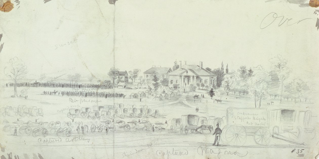 Vue générale à la fin de la bataille, des carnets de croquis de la guerre civile - American School