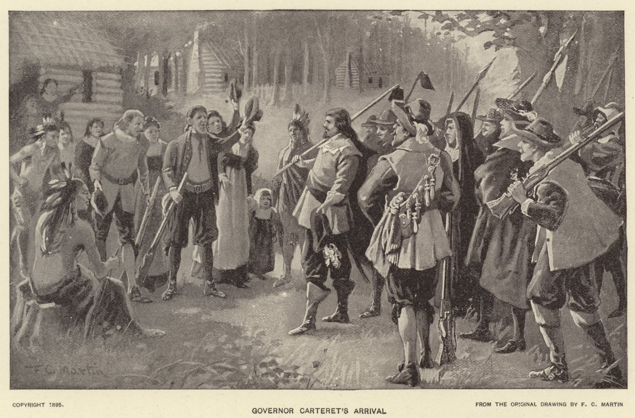 Arrivée du gouverneur Carteret (litho) - American School