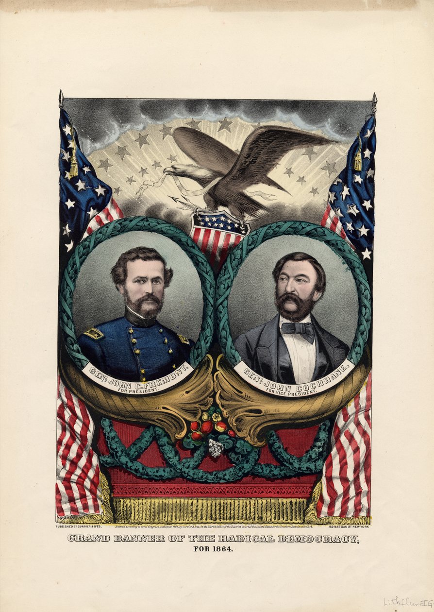 Grand étendard de la démocratie radicale, pour 1864, pub. par Currier & Ives, 1864 - American School