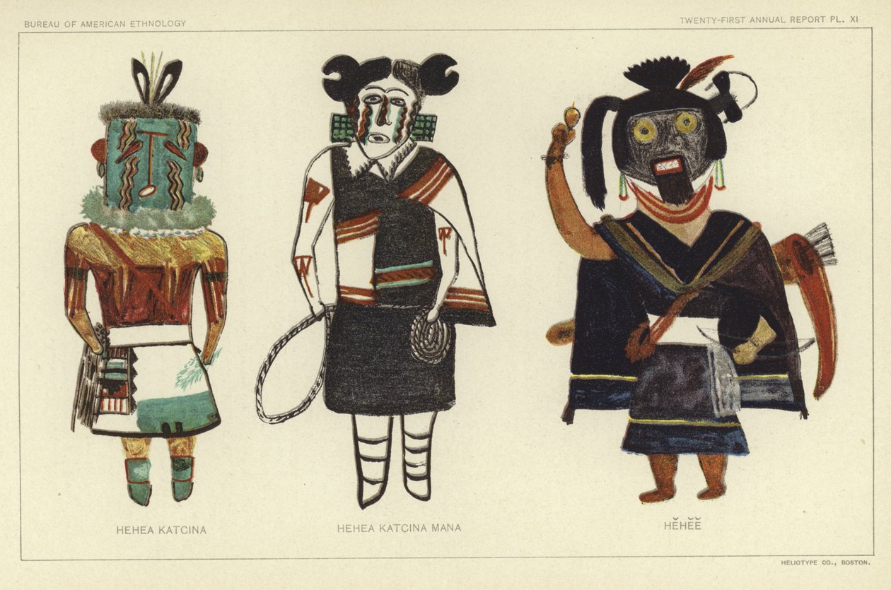 Hehea Katcina, Hehea Kastcina Mana, Hehee (lithographie couleur) - American School
