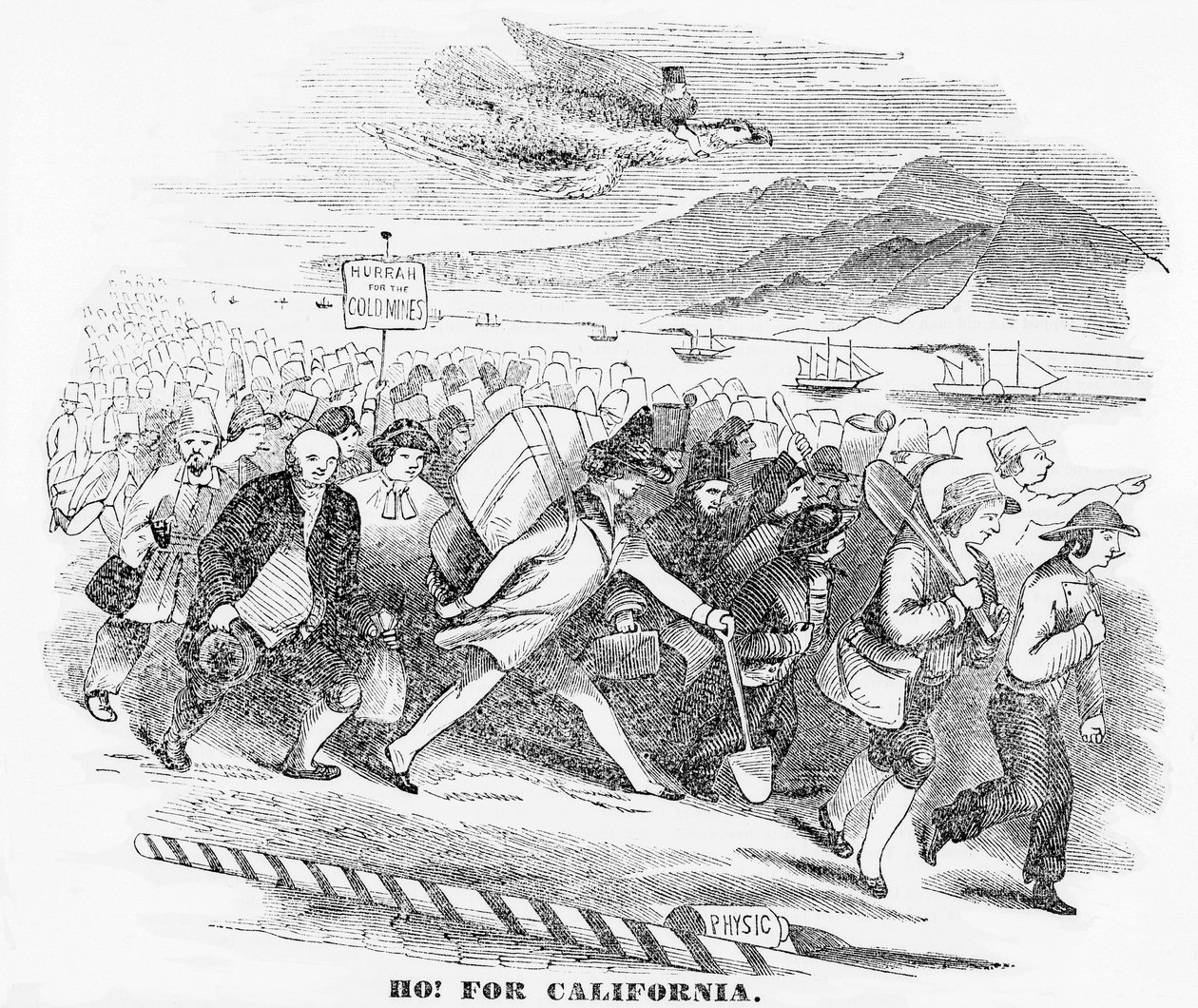 Ho! pour la Californie, illustration du New York Atlas, 14 janvier 1849 - American School