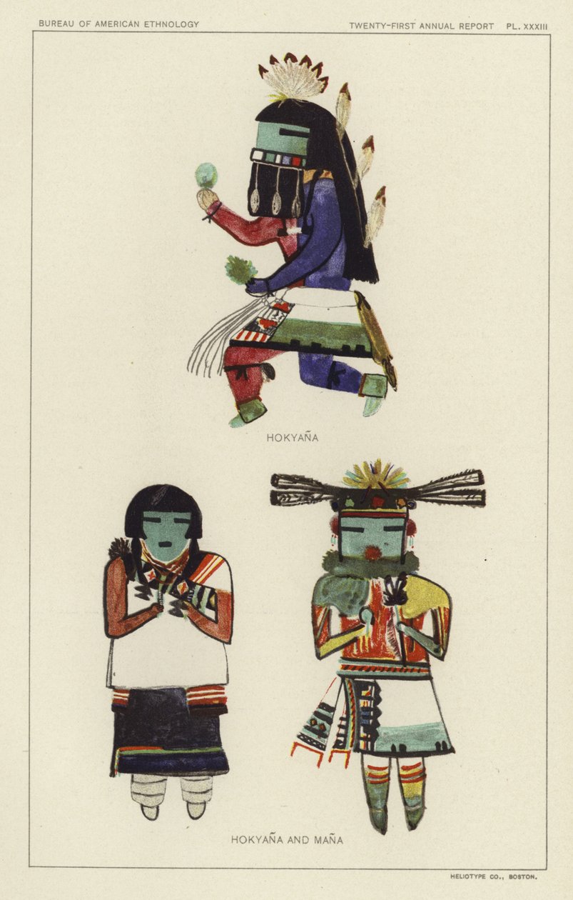 Hokyana et Mana (lithographie couleur) - American School
