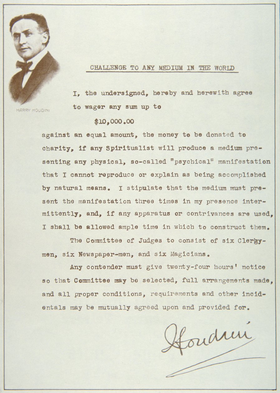 Le défi de Houdini à tout médium du monde (impression) - American School