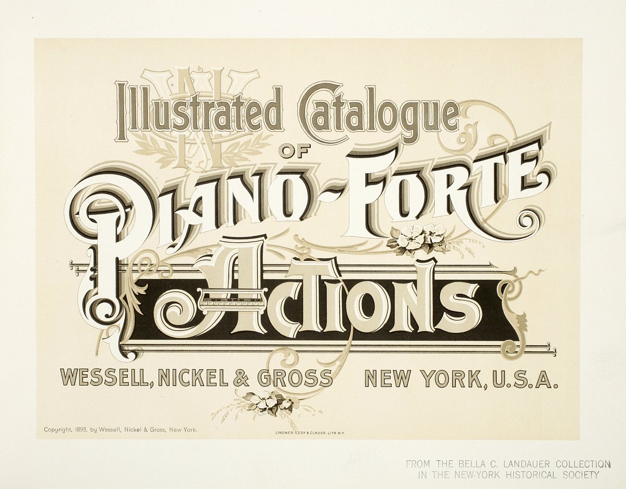 Catalogue illustré des actions de piano-forte, Wessell, Nickel & Gross Co. - couverture, 1893 - American School