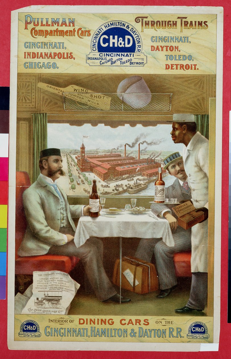 Intérieur des wagons-restaurants du chemin de fer Cincinnati, Hamilton et Dayton - American School