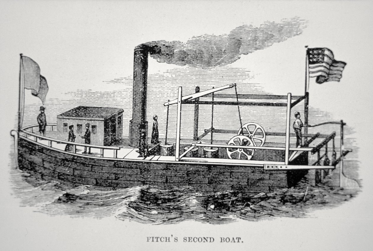 Deuxième bateau à vapeur de John Fitch (1743-98) - American School