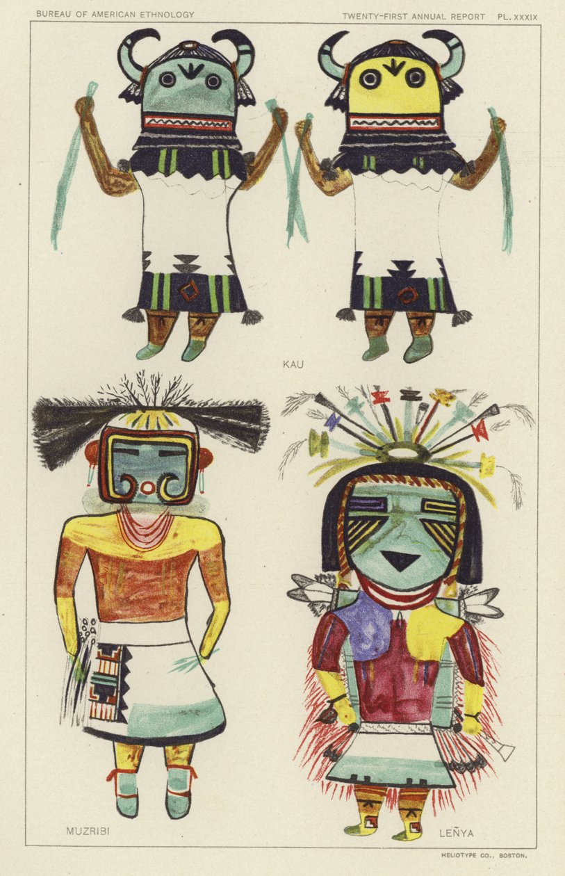 Kau, Muzribi, Lenya (lithographie couleur) - American School