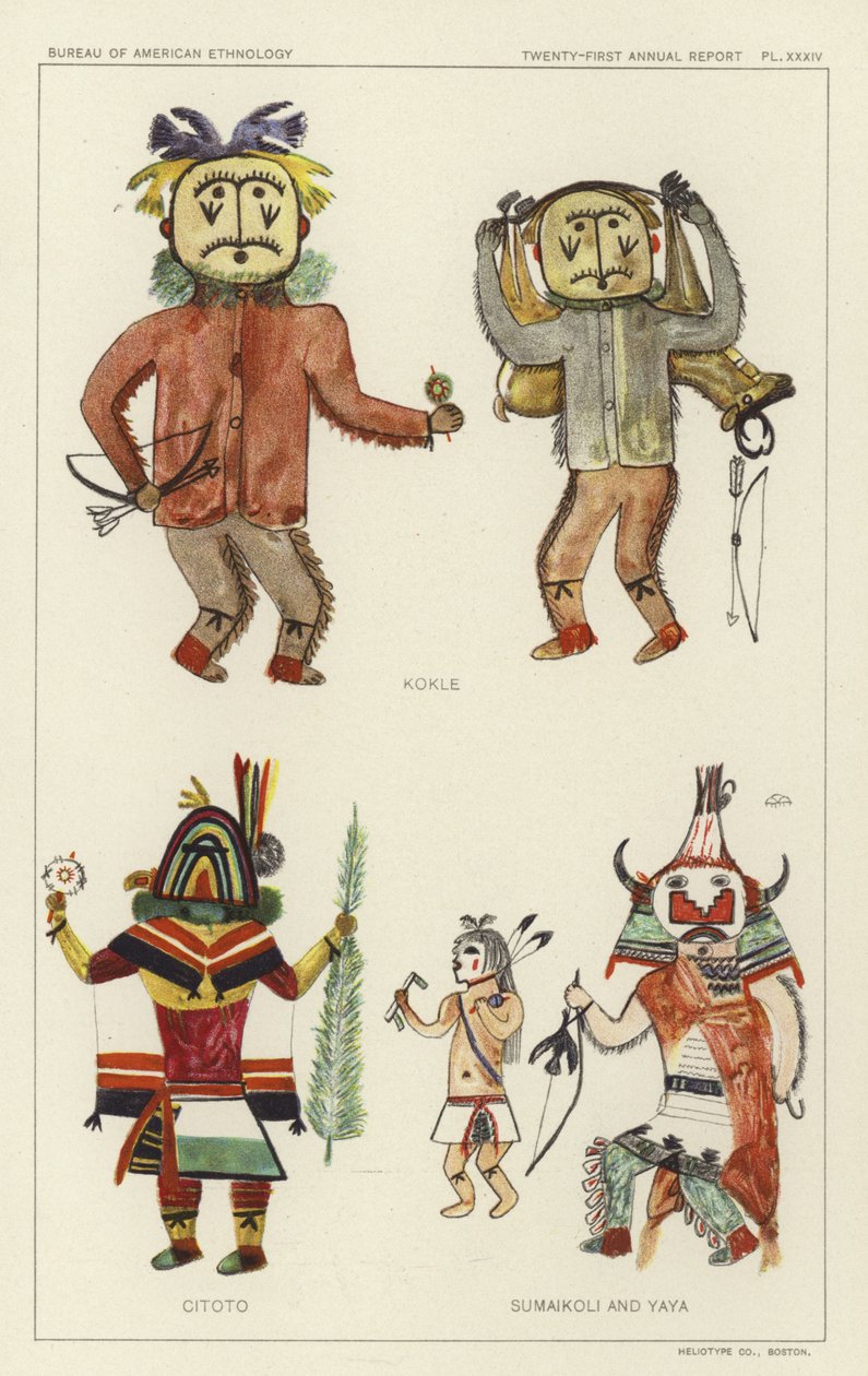 Kokle, Citoto, Sumaikoli et Yaya (lithographie couleur) - American School