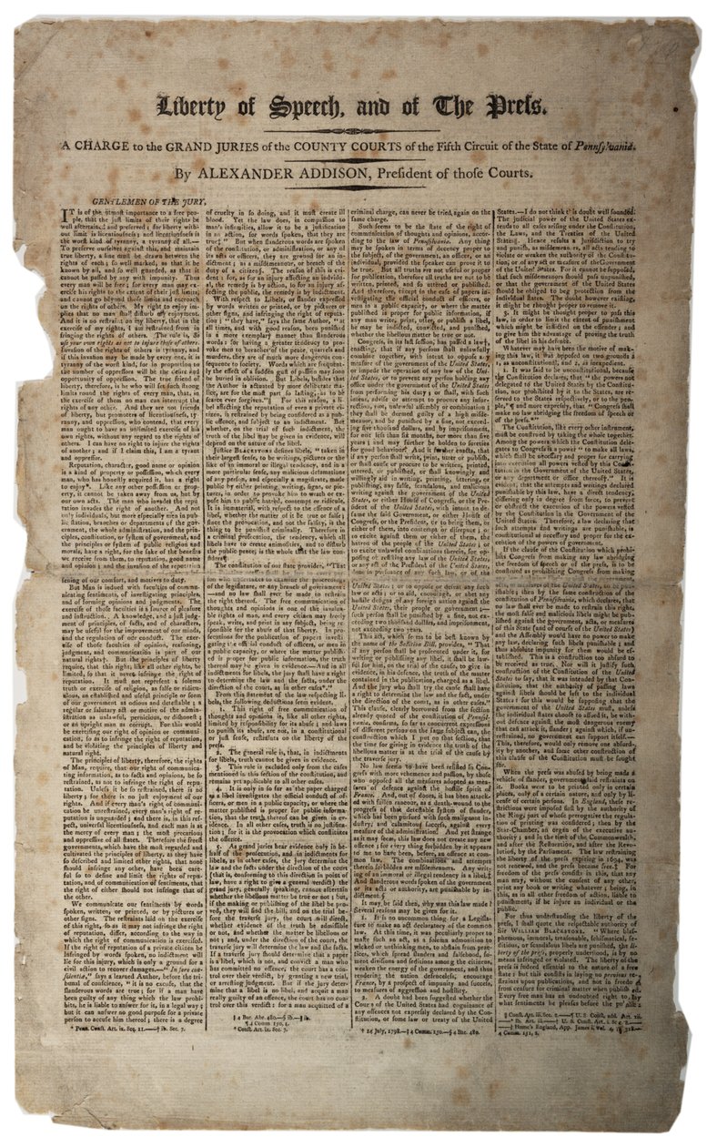 Liberté de parole et de la presse, janvier 1799 - American School