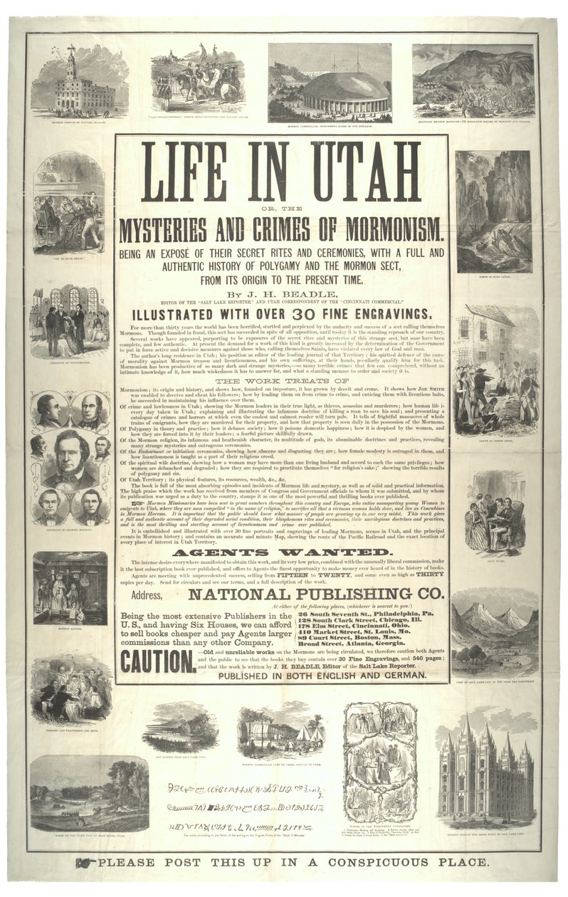 La vie en Utah ou les mystères et crimes du mormonisme ; étant une exposition de leurs rites et cérémonies secrets, c.1870 - American School