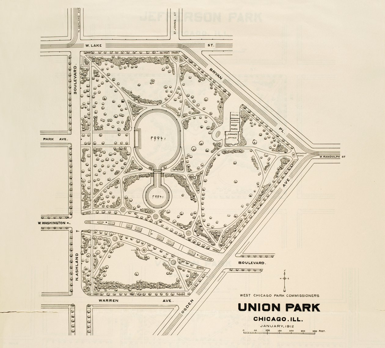 Carte de Union Park, Chicago, Illinois - American School