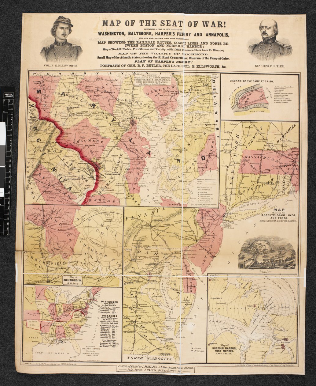 Carte du théâtre de la guerre. Contenant une carte des environs de Washington, Baltimore, Harper