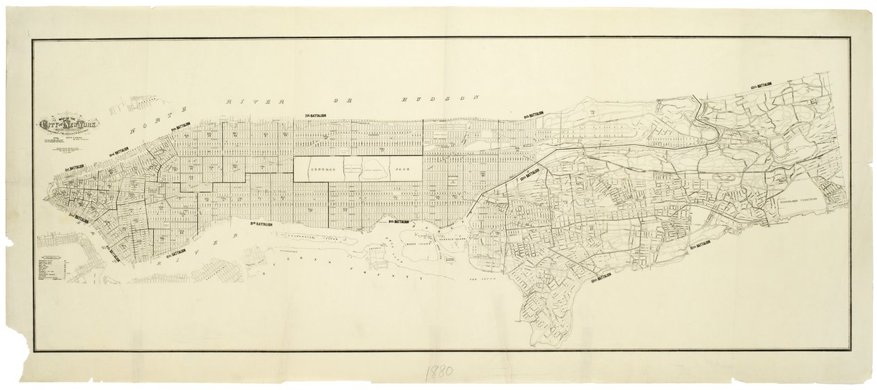 Carte de la ville de New York, réalisée sous la direction des commissaires du département des pompiers métropolitains, montrant l