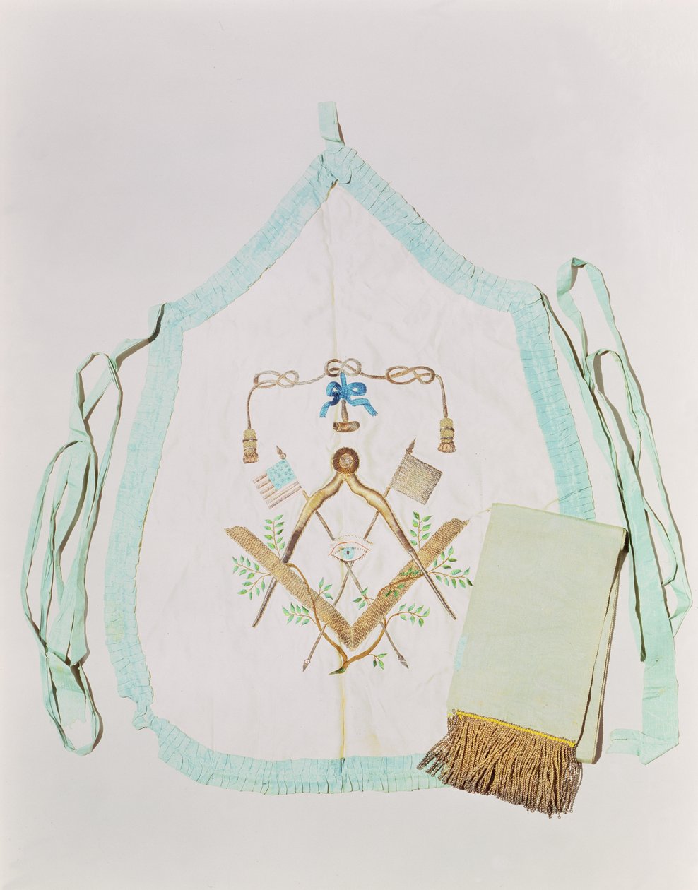 Tablier et écharpe maçonniques, 1770-1800 - American School