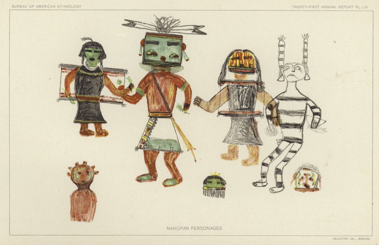 Personnages de Nakopan (lithographie couleur) - American School