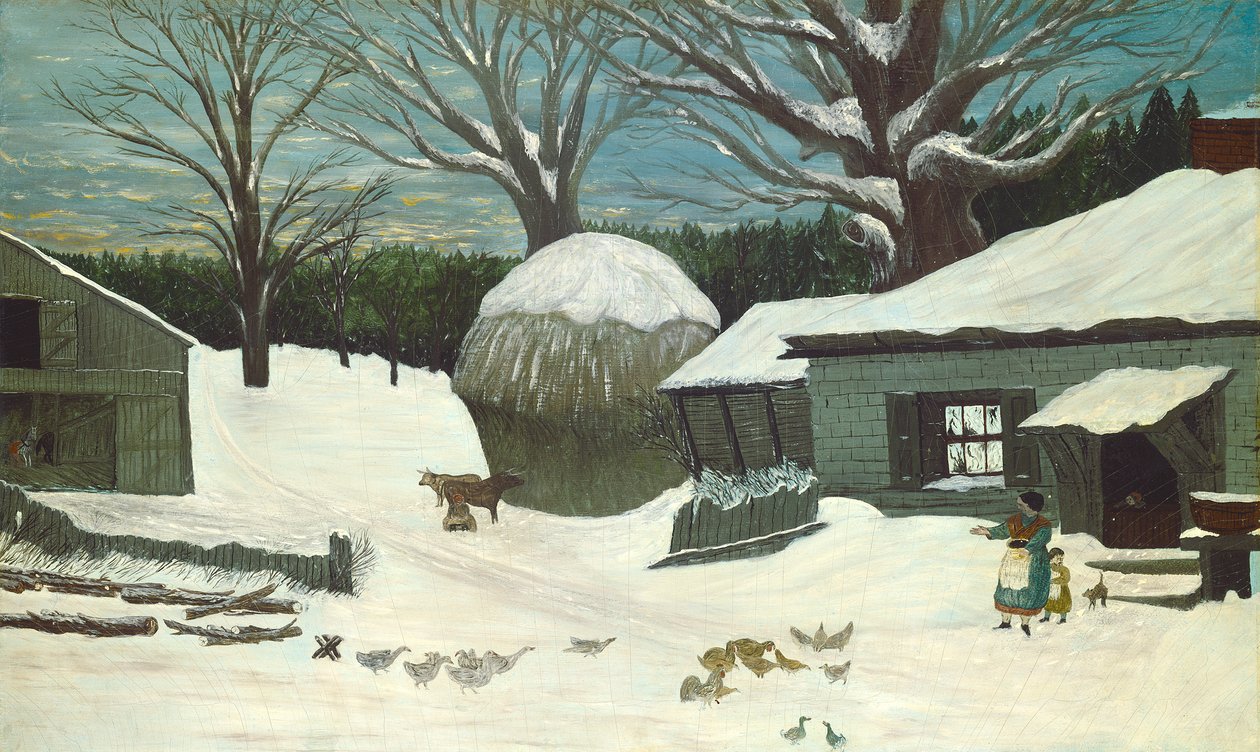 Ferme de la Nouvelle-Angleterre en hiver, vers 1850 - American School