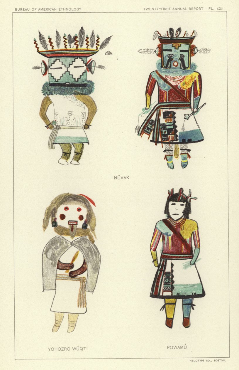 Nuvak, Yohozro Wuqti, Powamu (colour litho) - American School