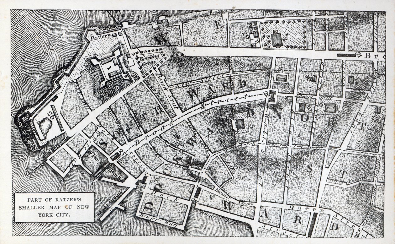 Partie de la plus petite carte de New York City de Bernard Ratzer - American School
