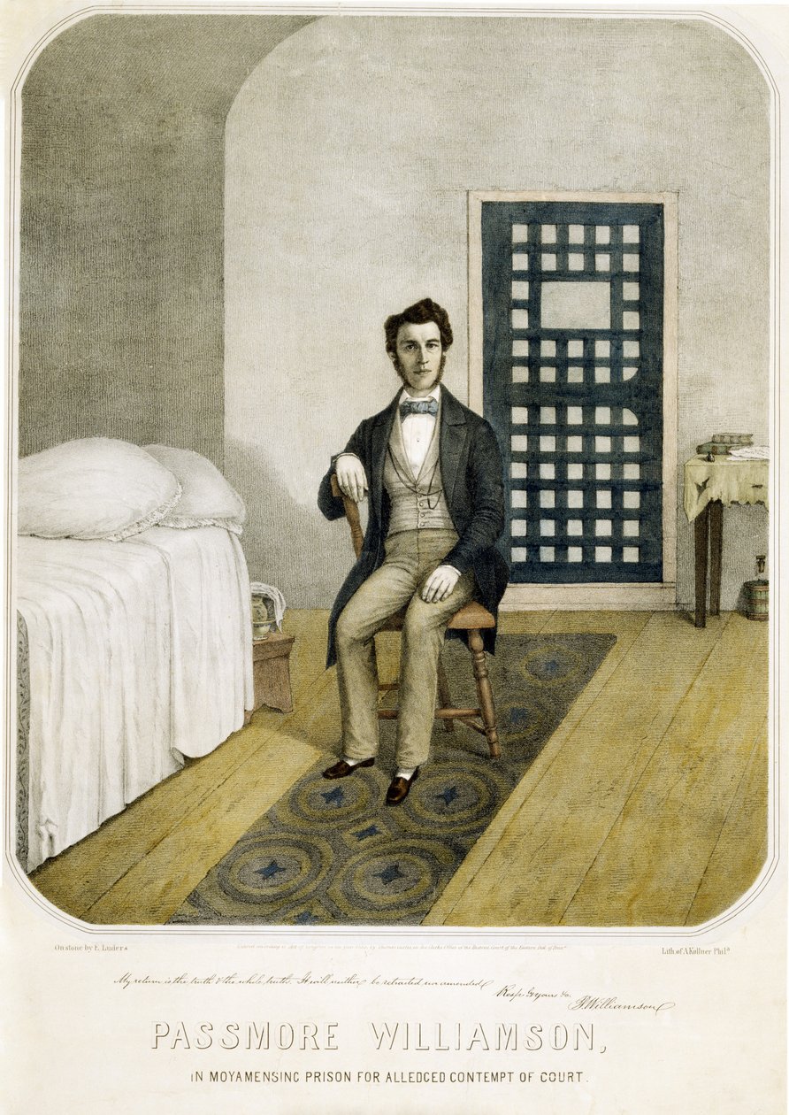 Passmore Williamson à la prison de Moyamensing pour prétendu outrage au tribunal, pub. 1855 - American School