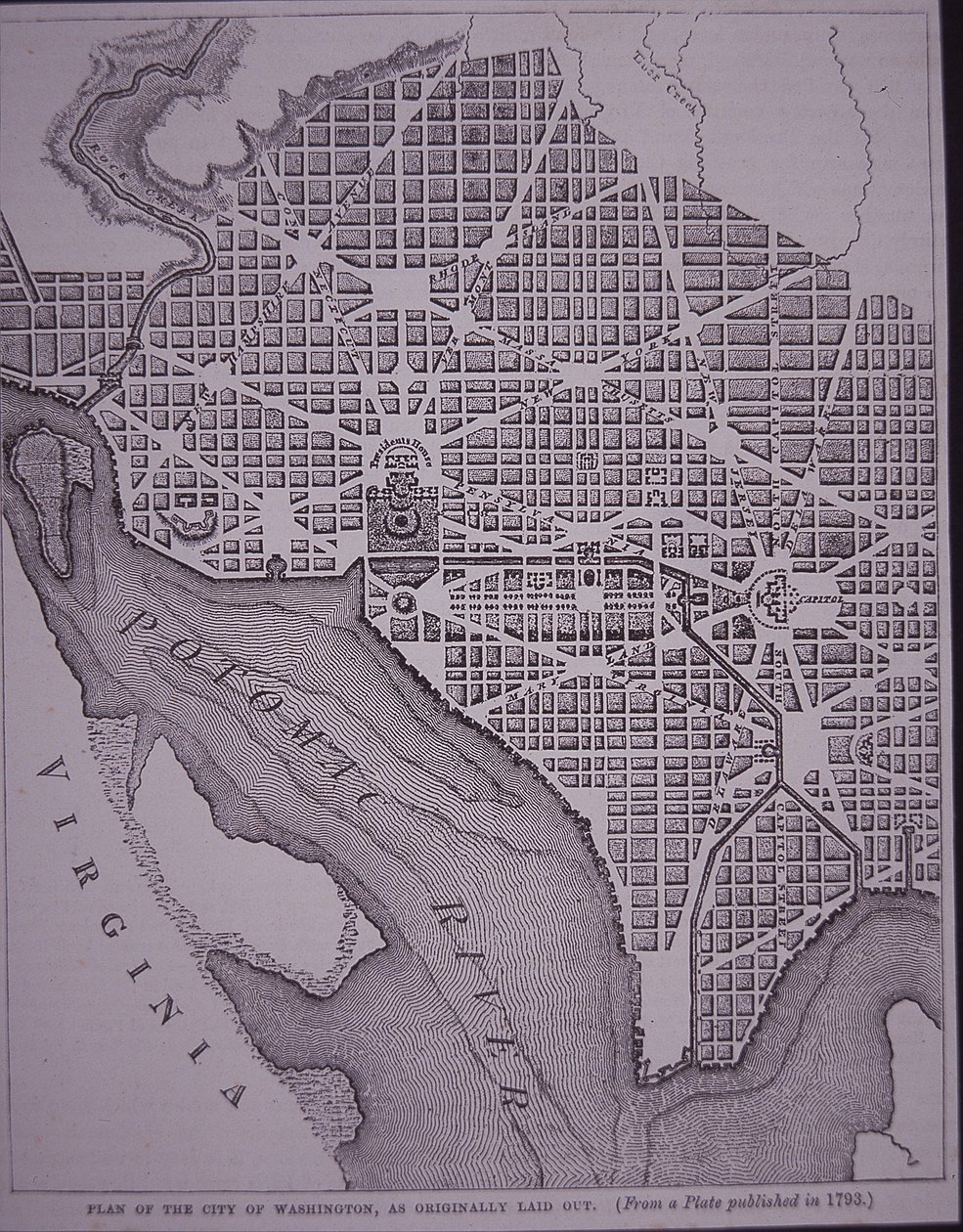 Plan de la ville de Washington DC conçu par le Major Pierre Charles L