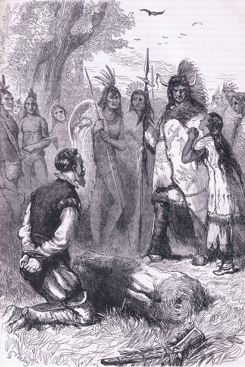 Pocahontas sauve la vie du capitaine Smith, illustration de l