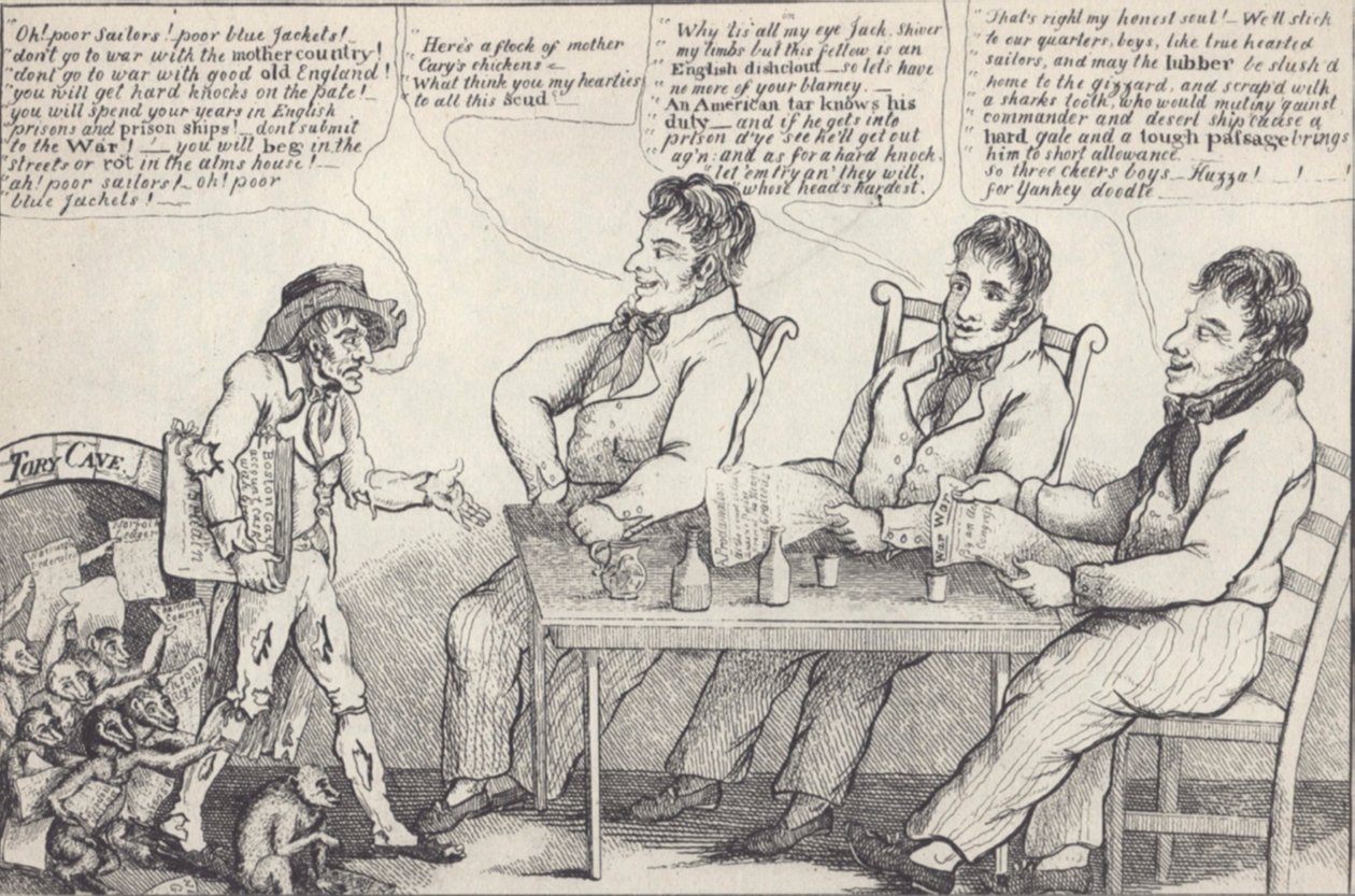 Caricature politique à la veille de la guerre de 1812, vers 1812 - American School