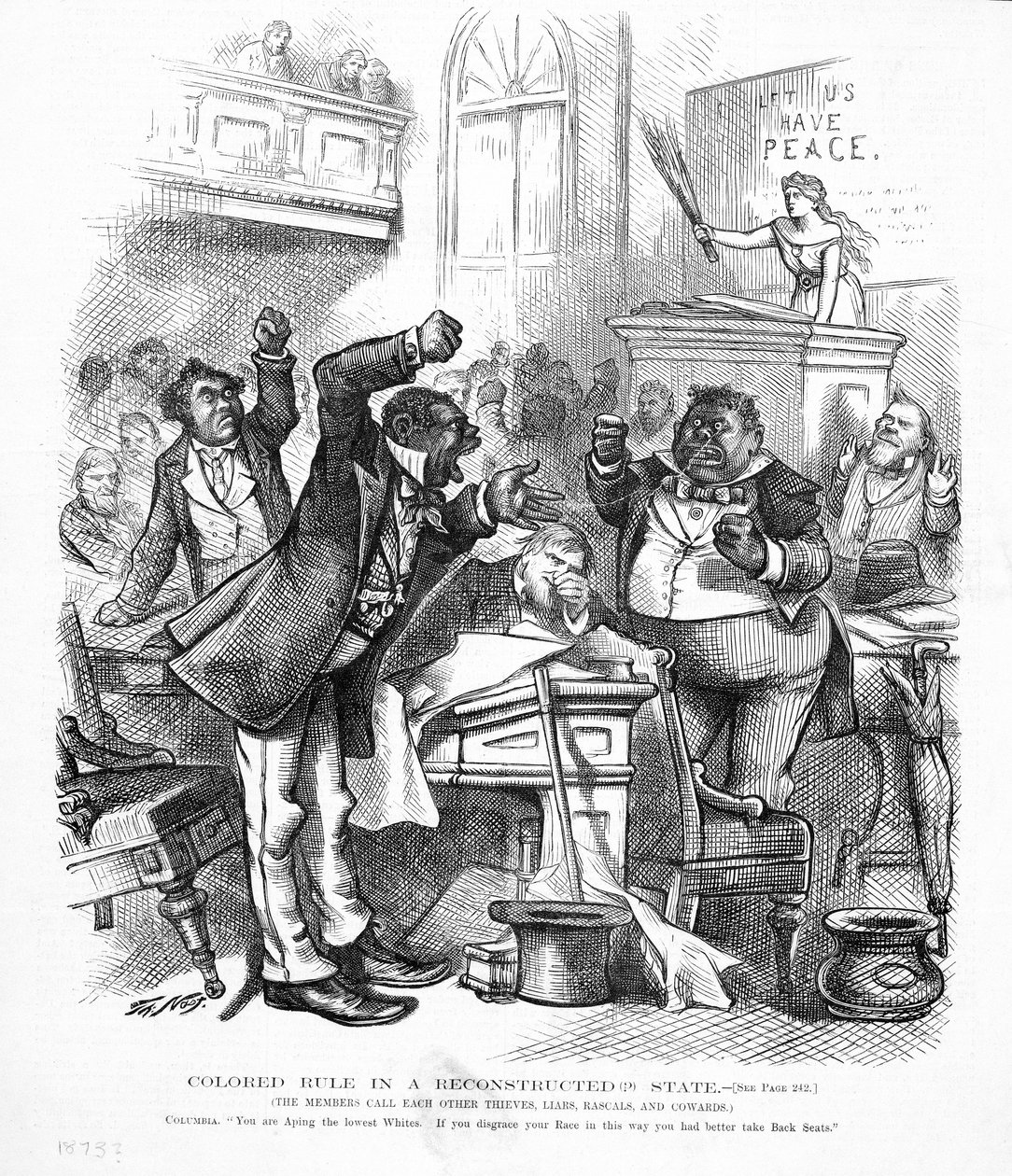Dessin politique représentant des Afro-Américains en tant que politiciens - American School