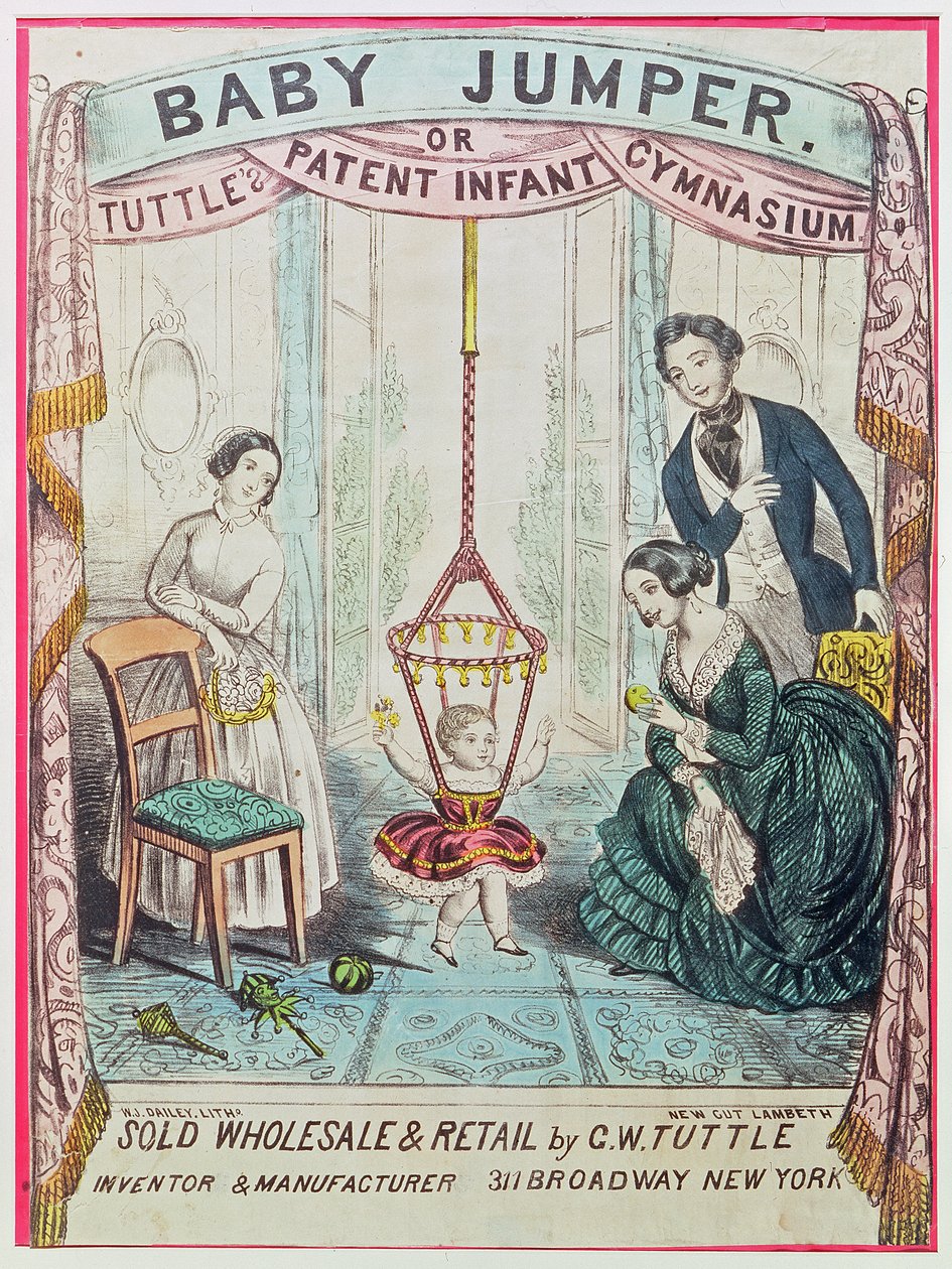 Affiche publicitaire pour le Baby Jumper ou Tuttes Patent Infant Gym, publié par W.J. Dailey - American School