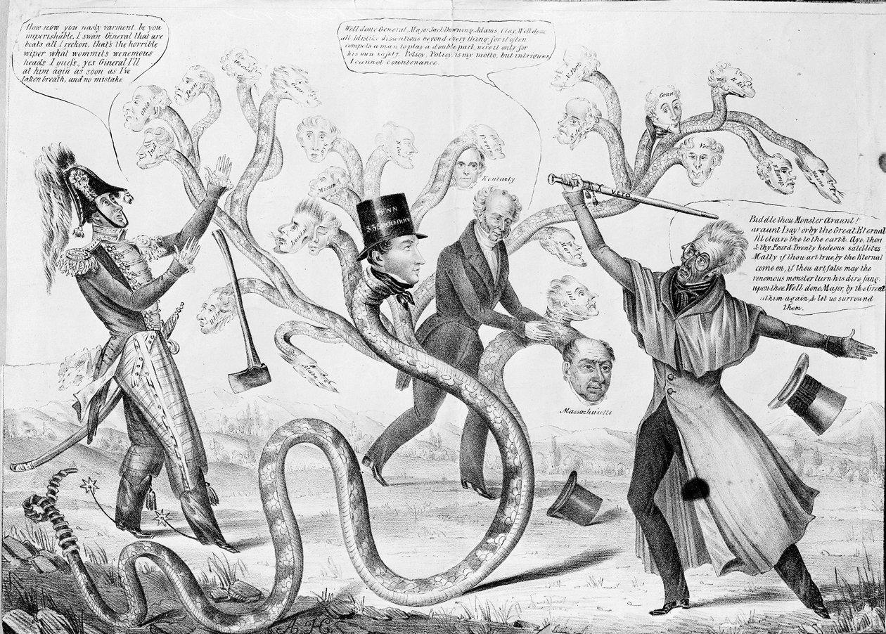 Le président Andrew Jackson (1767-1845) tuant l