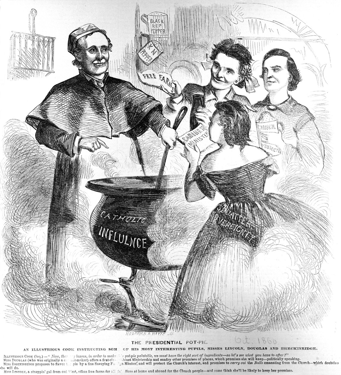 Tourte présidentielle, de Frank Leslies Budget of Fun, 1er octobre 1860 - American School