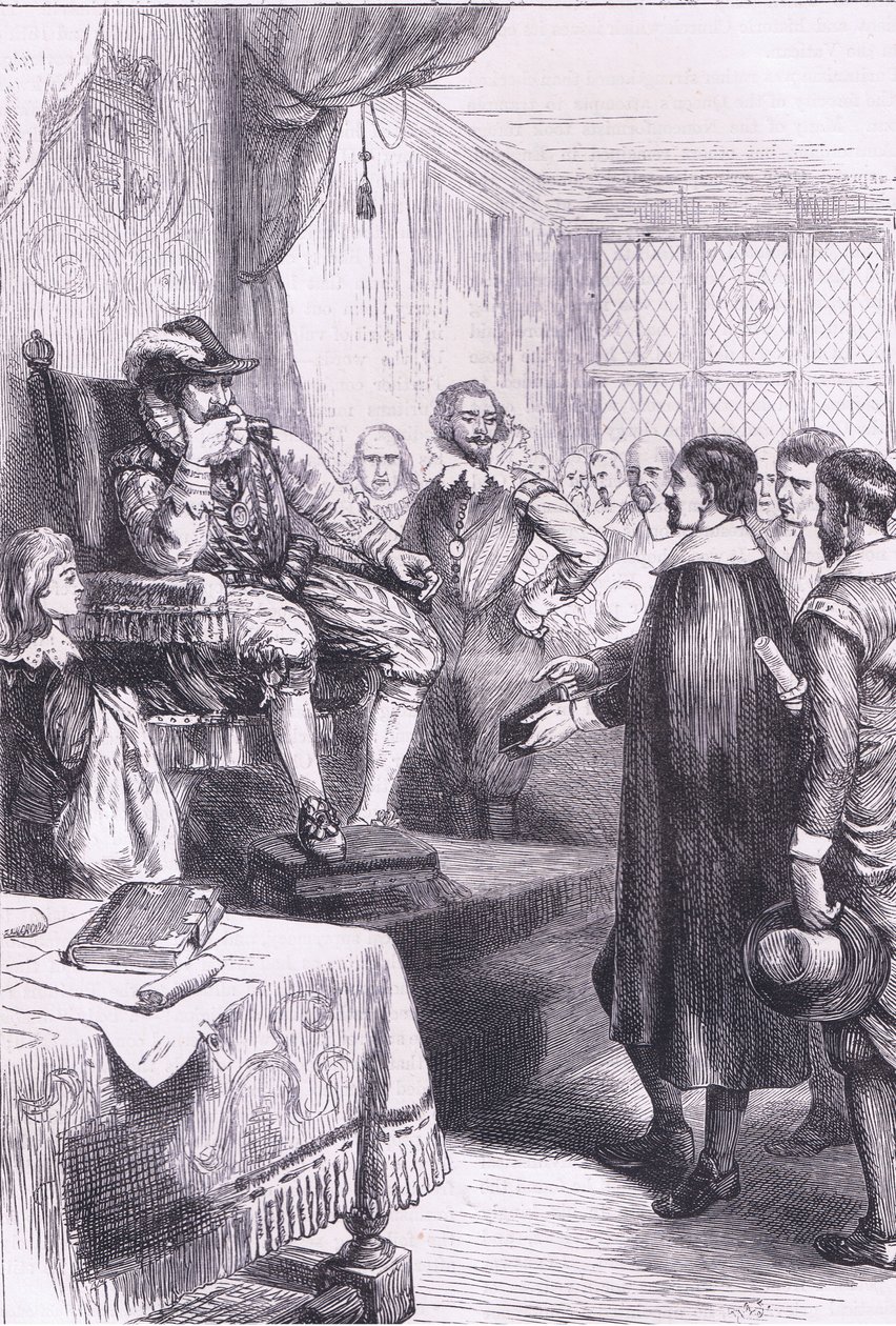 Puritains devant Jacques Ier, illustration de l