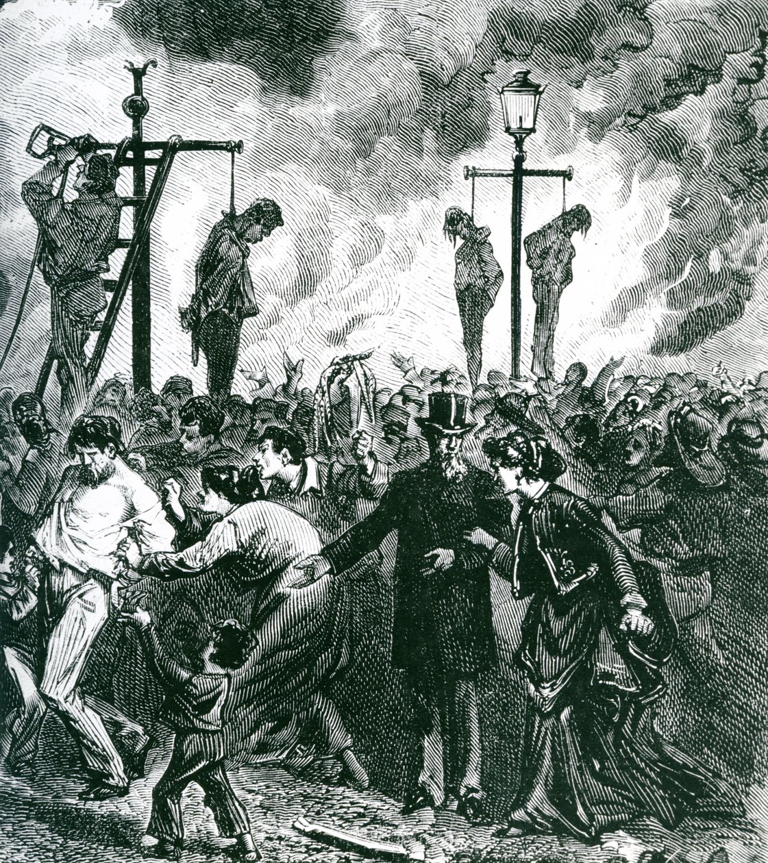 Émeutes pendant le grand incendie de Chicago en 1871 - American School