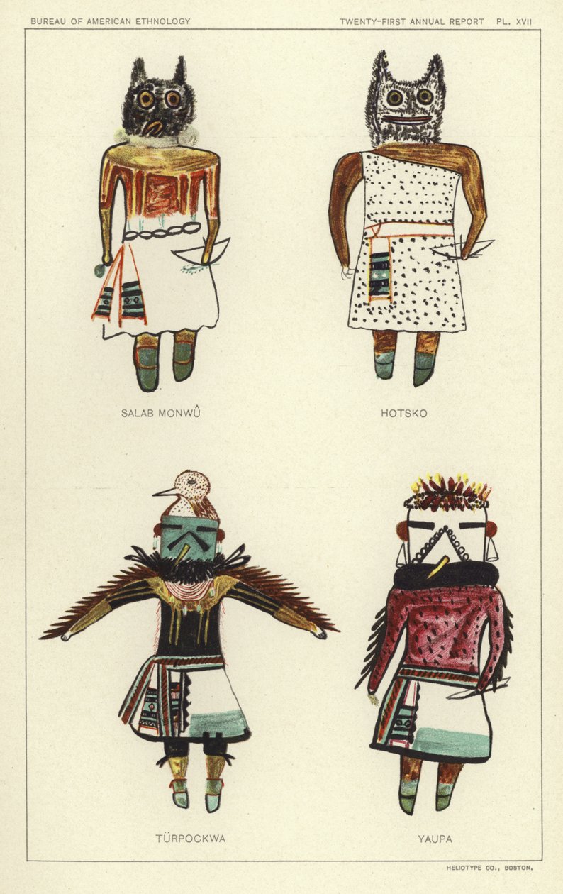 Salab Monwu, Hotsko, Turpockwa, Yaupa (lithographie couleur) - American School