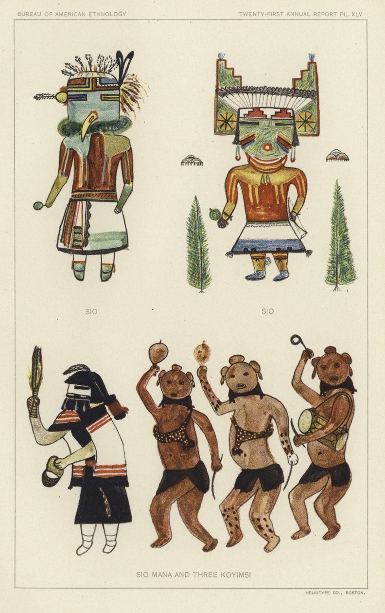 Sio, Sio, Sio Mana et trois Koyimsi (lithographie couleur) - American School