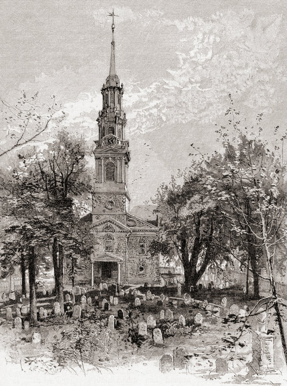 Église Saint-Paul, New York, au 19e siècle, des Century Illustrated Monthly Magazine, publié en 1884 - American School