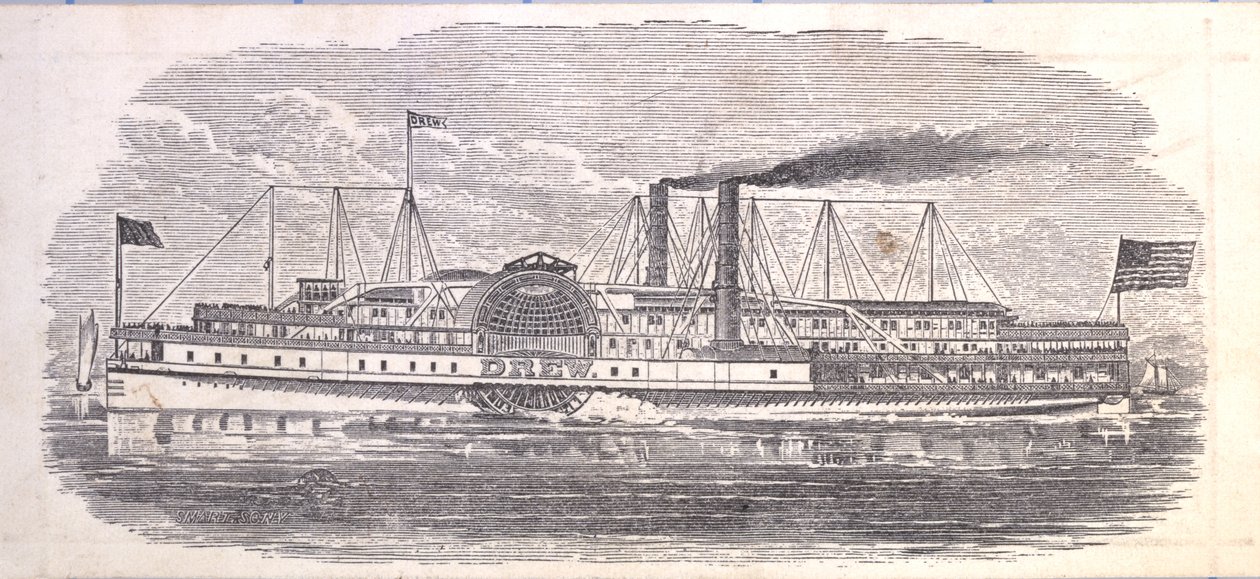 Billet pour la Ligne du Soir Populaire, Albany à New York, verso - American School