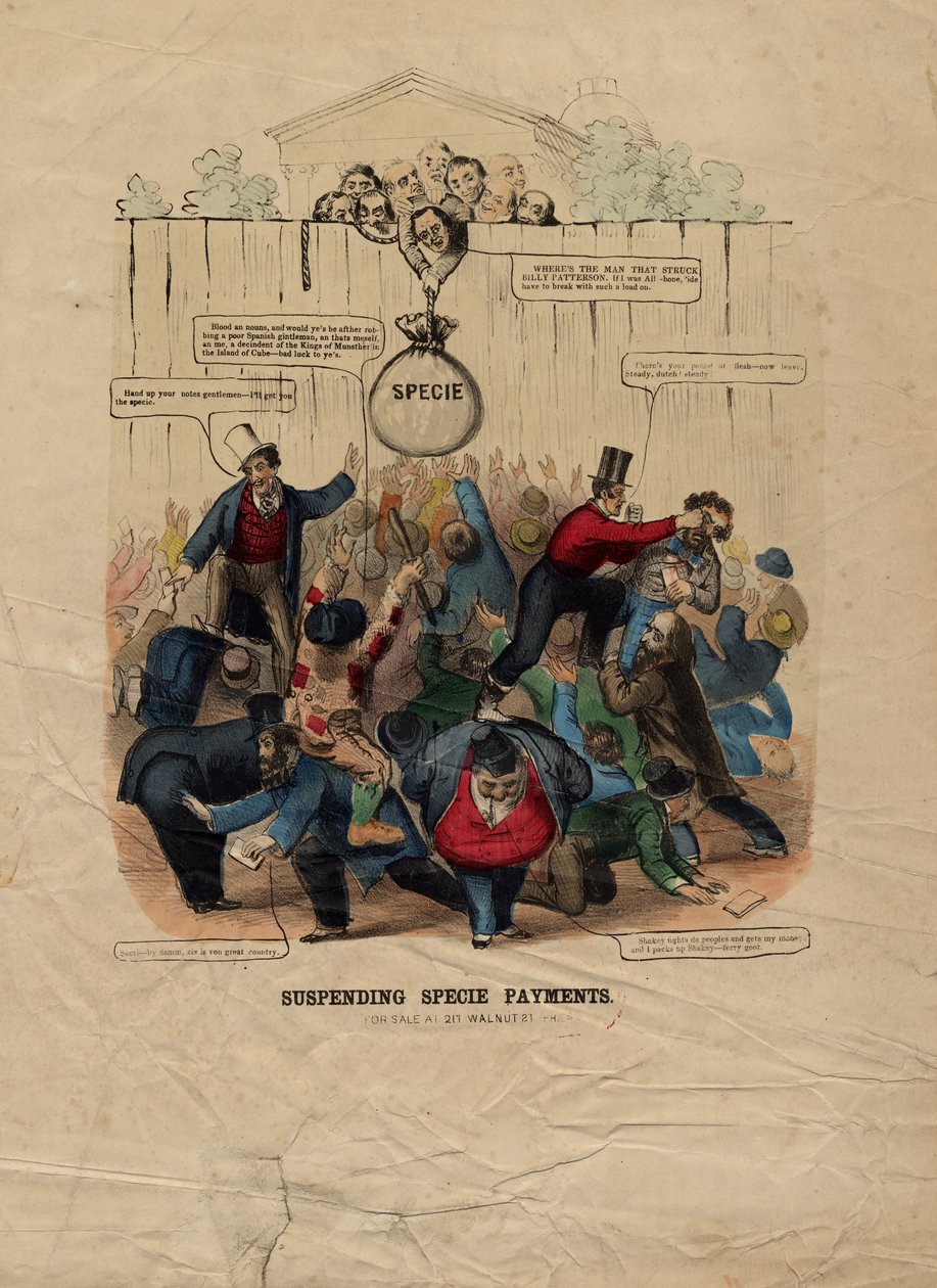 Suspension des paiements en espèces, publié à Philadelphie, vers 1857 - American School