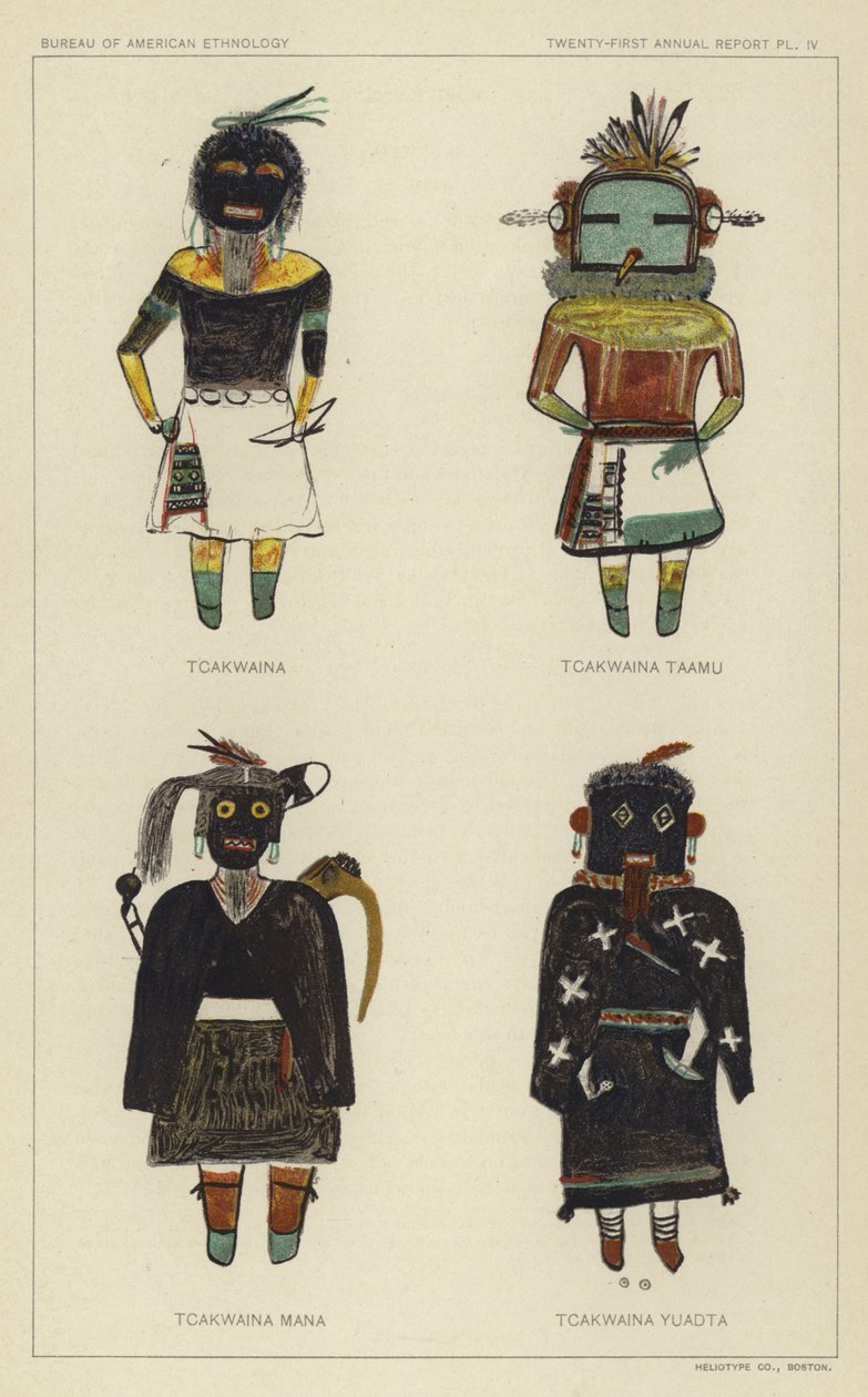 Tcakwaina, Tcakwaina Taamu, Tcakwaina Mana, Tcakwaina Yuadta (lithographie couleur) - American School