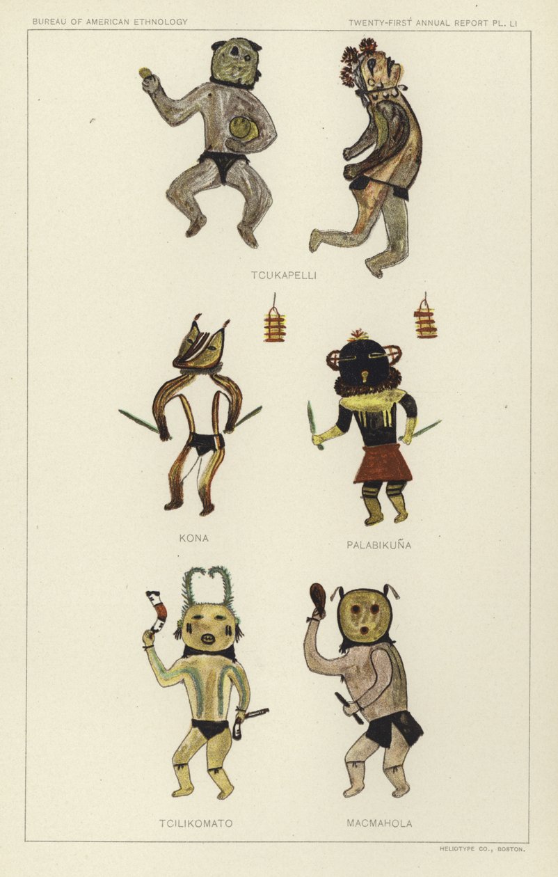Tcukapelli, Kona, Palabikuna, Tcilikomato, Macmahola (lithographie couleur) - American School