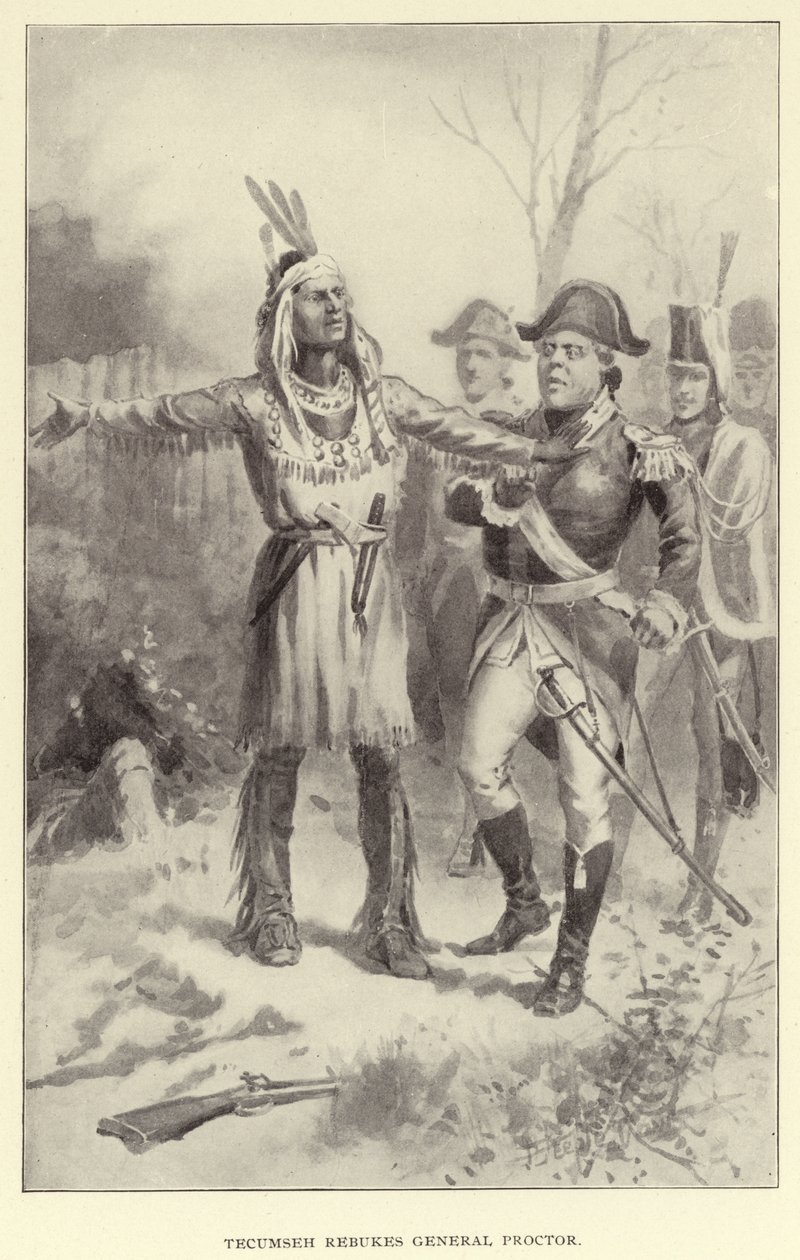 Tecumesh réprimande le général Proctor (litho) - American School